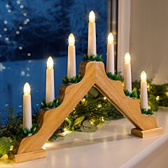 Candle Bridge Light Christmas Decoration Battery Operated Wooden Warm White LED