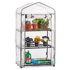 Mini Greenhouse 3 Tier Small Garden Grow House Reinforced PE Cover Steel Frame