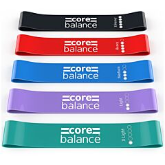 Set of five Core Balance mini resistance bands.