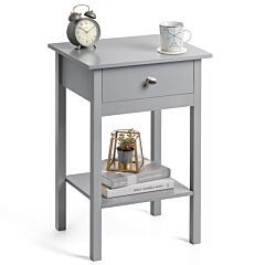 Christow Grey Bedside Table With Shelf