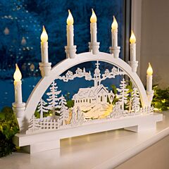 Christow White Christmas Village Candle Arch.