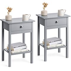 Christow Pair of Grey Bedside Tables