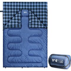 Cotton Flannel Premium Double Sleeping Bag Blue