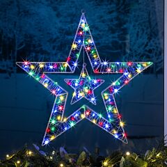 Christow Micro LED Double Star Christmas Light Multi 