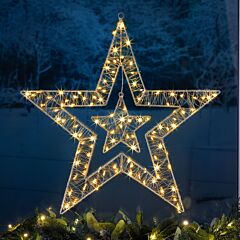 Christow Micro LED Double Star Christmas Light Warm White 