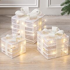 Christow Cotton & Hessian Christmas Parcel Lights White 