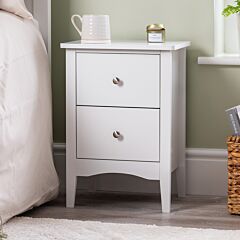 Christow Islington White 2 Drawer Bedside Table 