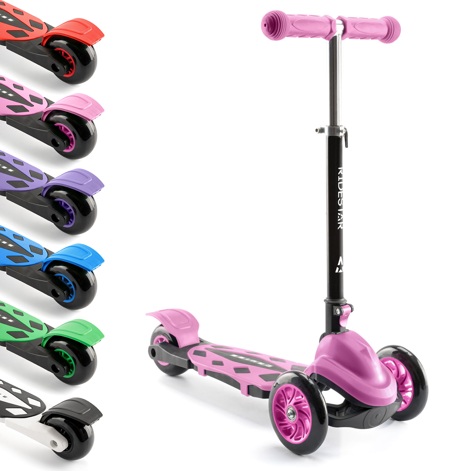 Kids Outdoor Toy Push scooter 3 in 1 With Flashing Wheels T-Bar Tilt with Seat 