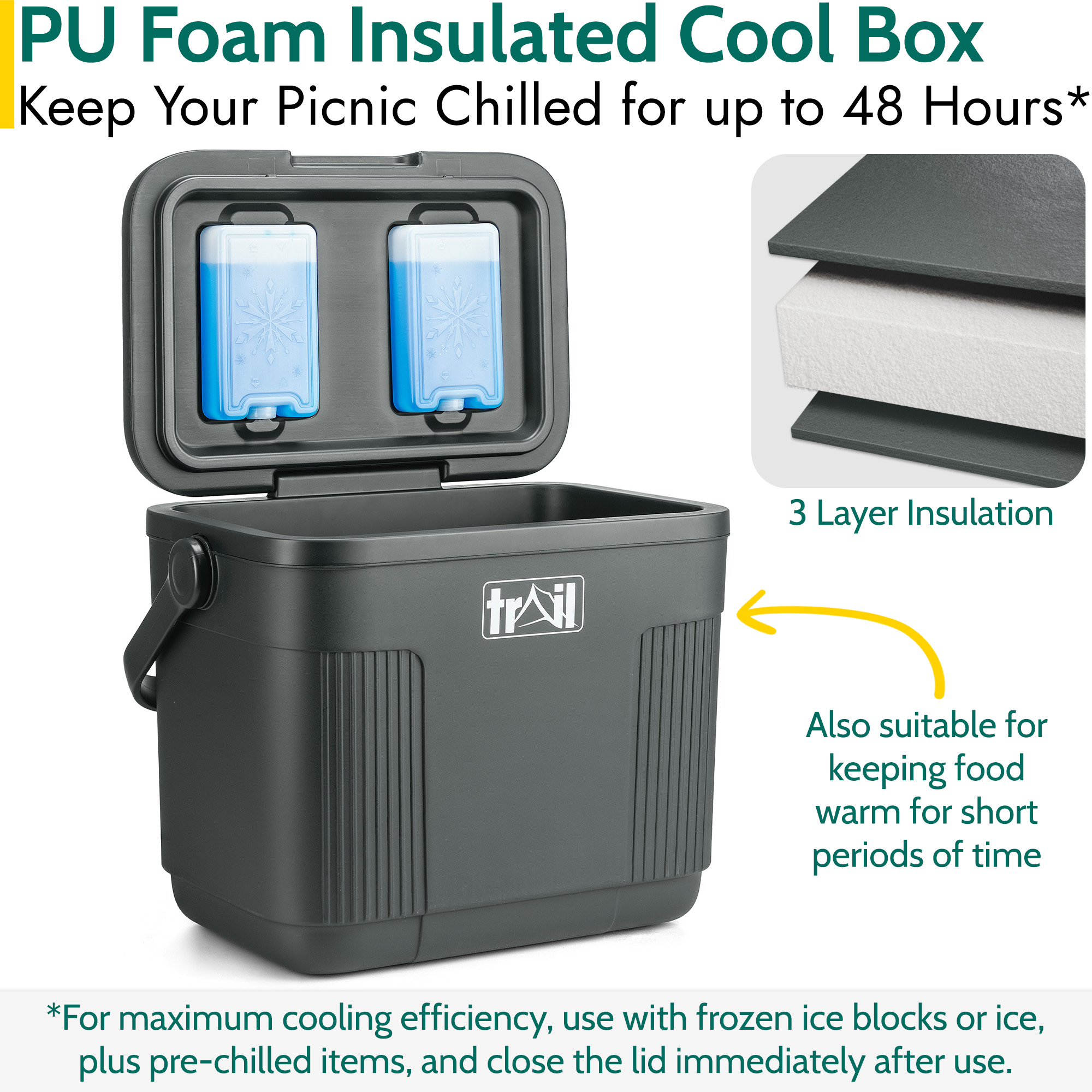 Cool Box 22L Insulated Hard Cooler Hot Food Cold Food Drink Picnic Beach Camping - Picture 17 of 21