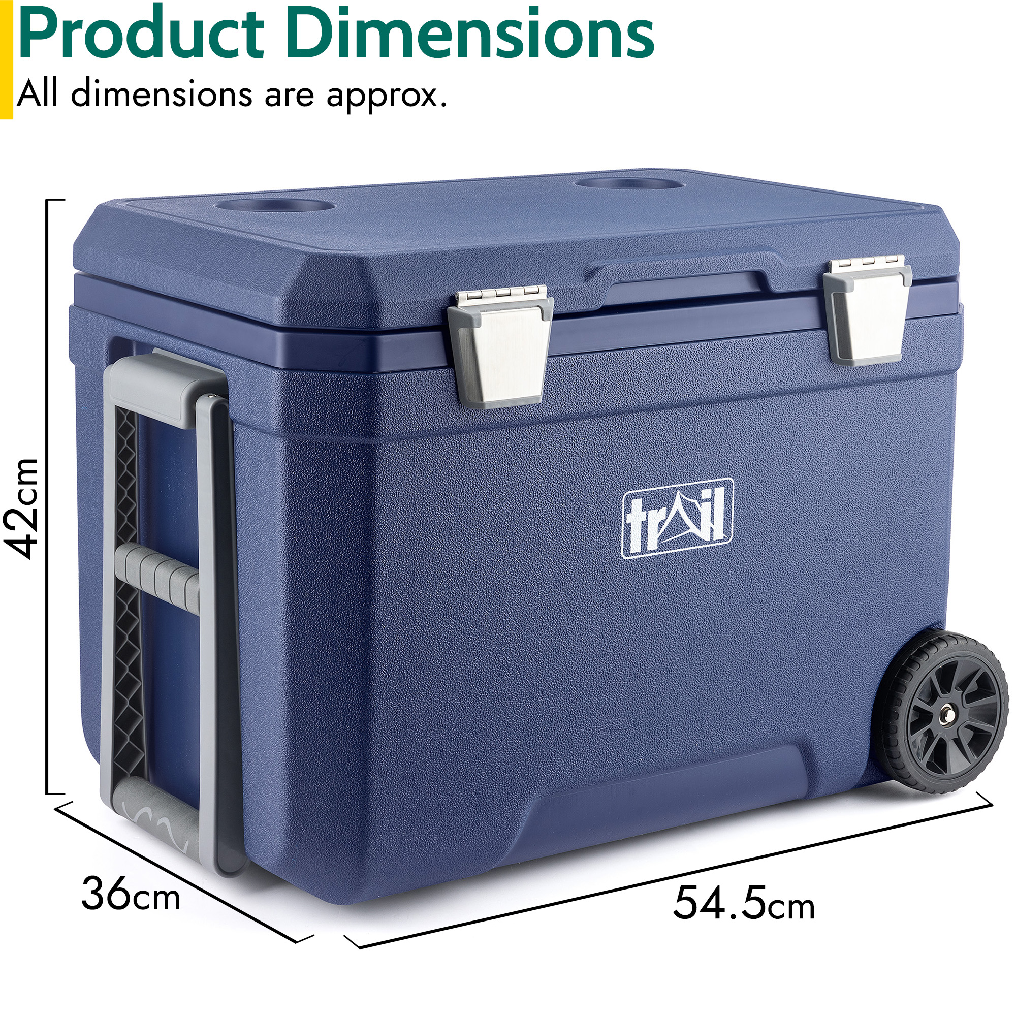 Large Cool Box on Wheels 45L Wheeled Insulated Hard Cooler Hot Cold Food Picnic - Picture 15 of 22