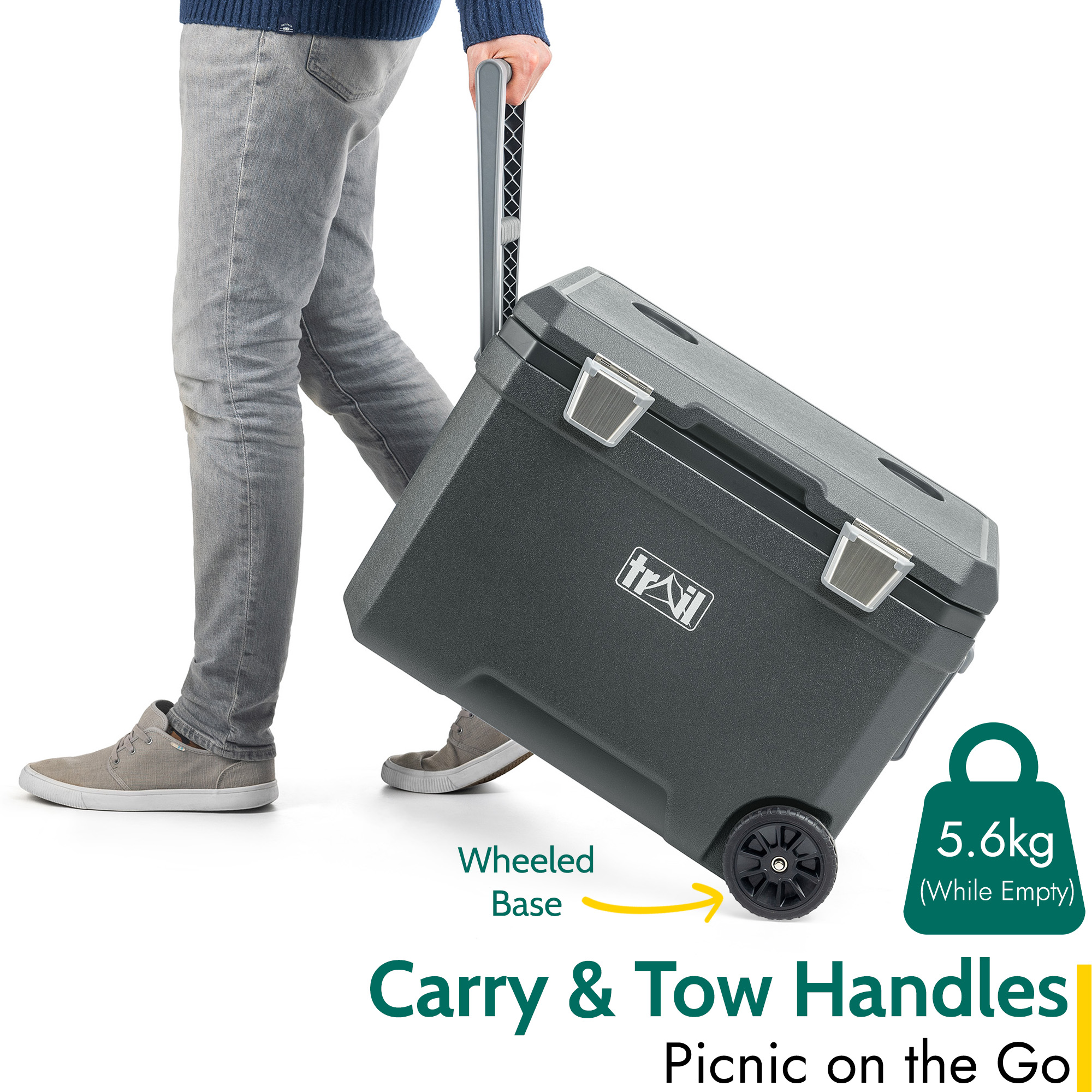 Large Cool Box on Wheels 45L Wheeled Insulated Hard Cooler Hot Cold Food Picnic - Picture 20 of 22