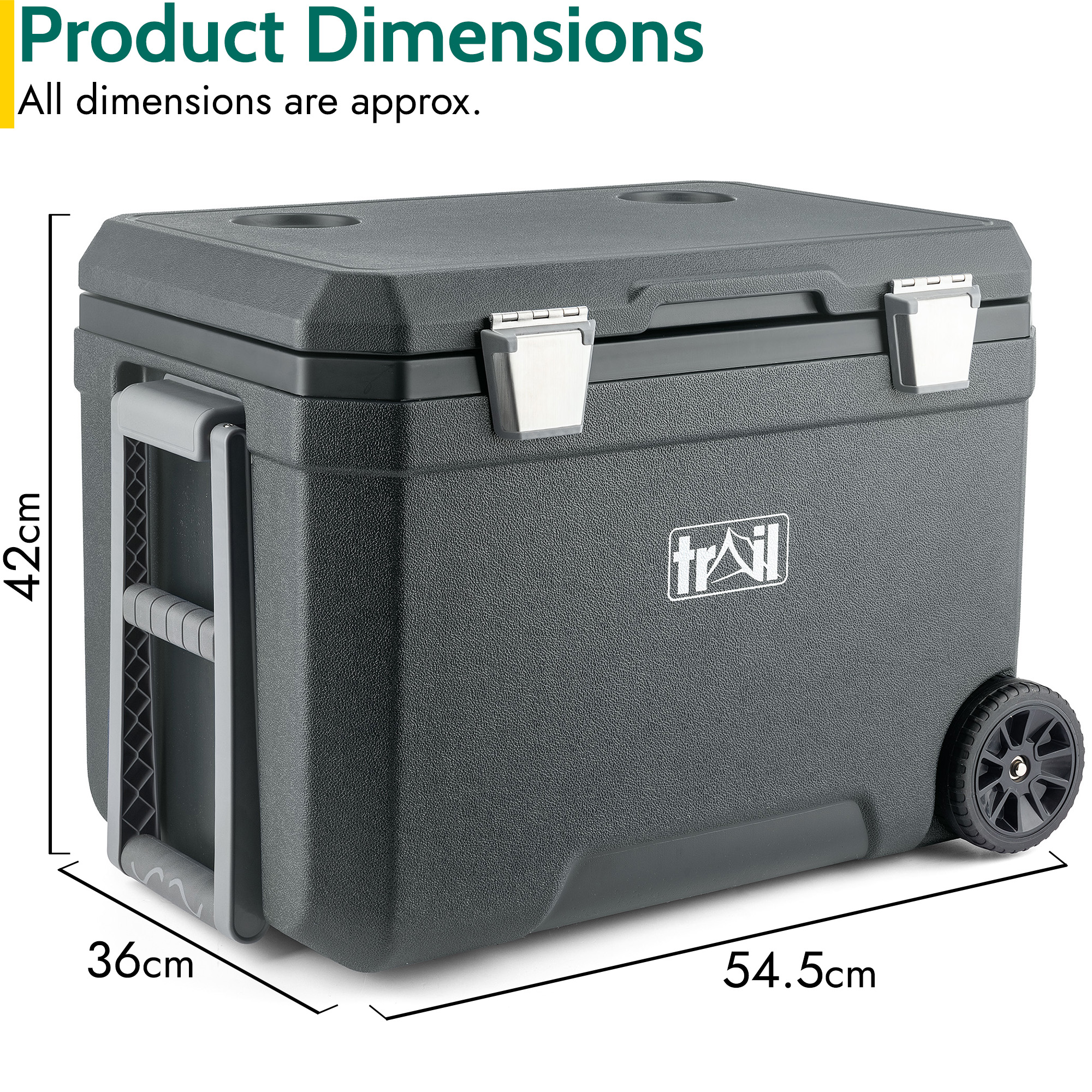 Large Cool Box on Wheels 45L Wheeled Insulated Hard Cooler Hot Cold Food Picnic - Picture 22 of 22