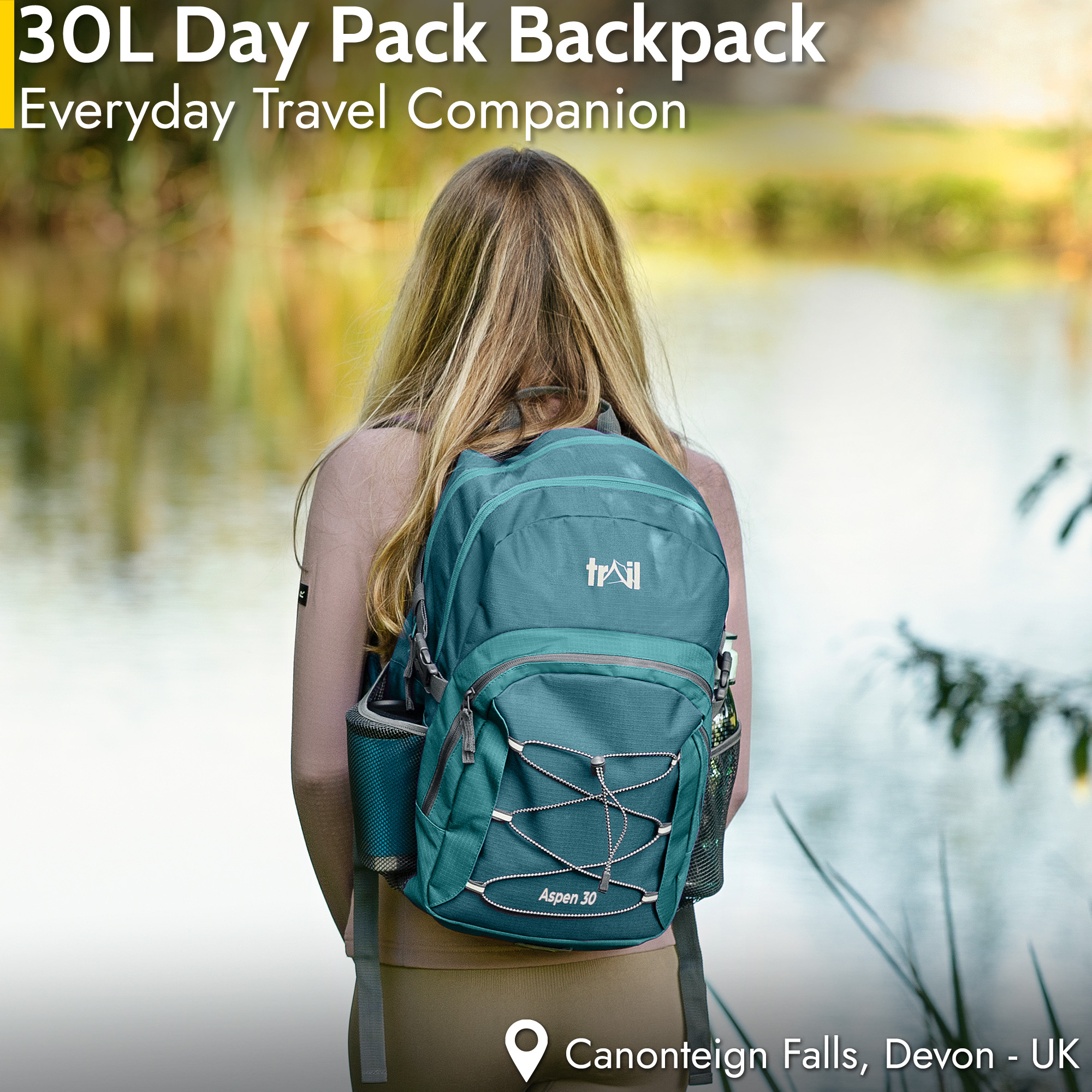 Trail 30L Backpack Padded Straps Multi Pocket Daypack School Work ...