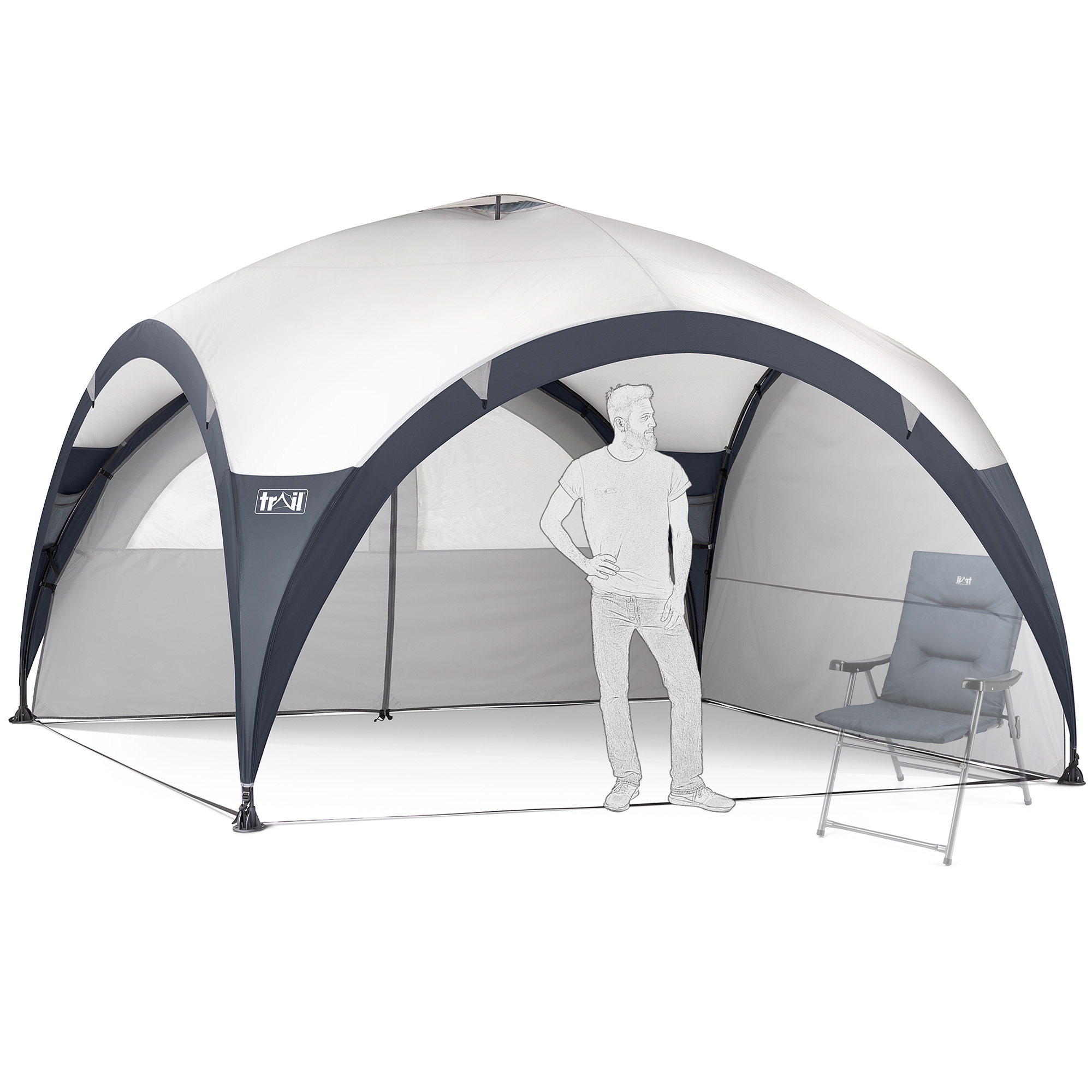 Metal Frame Gazebo Dome Garden Camping Shelter UV Waterproof L: 3.5m / XL: 4.5m