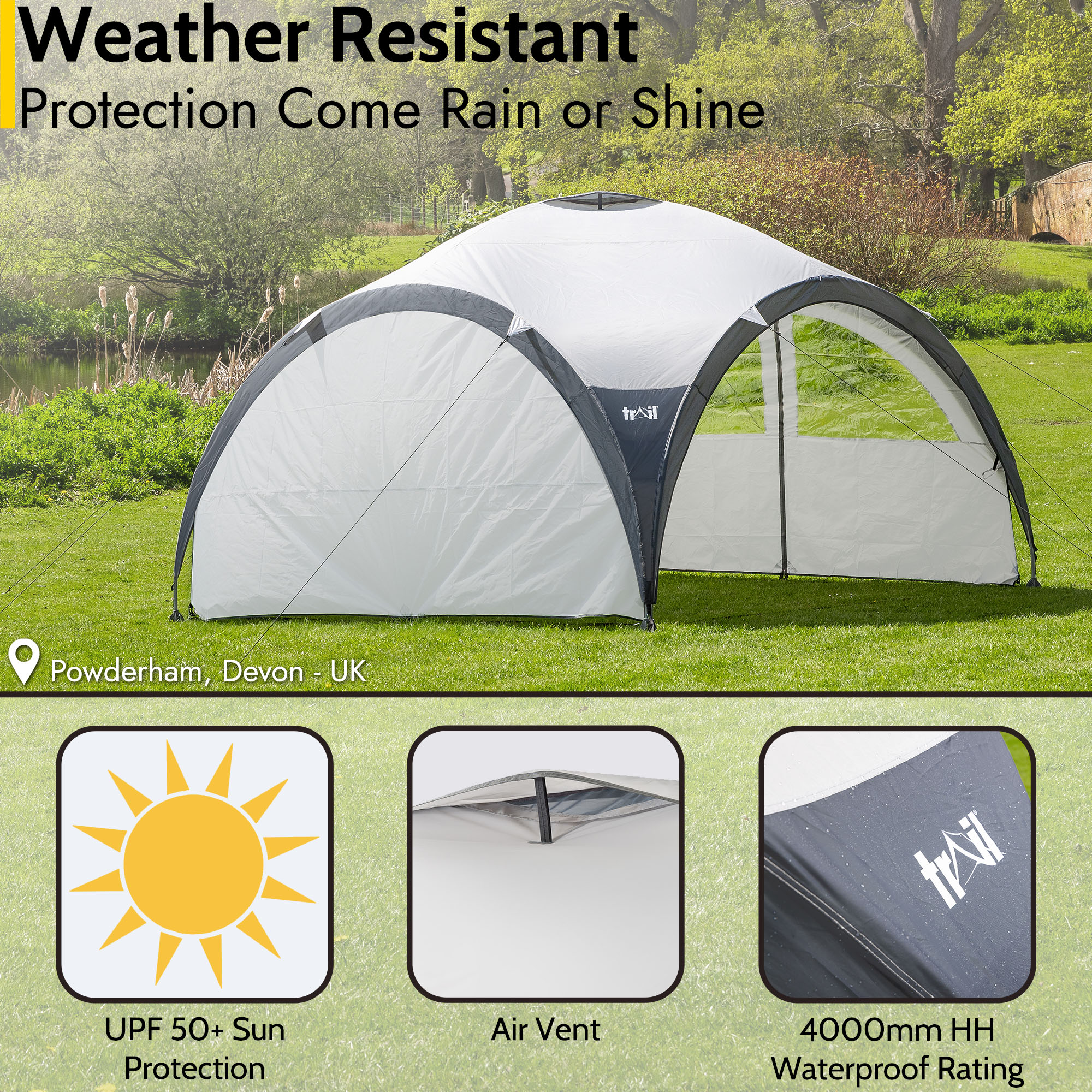 Metal Frame Gazebo Dome Garden Camping Shelter UV Waterproof L: 3.5m / XL: 4.5m - Picture 13 of 21