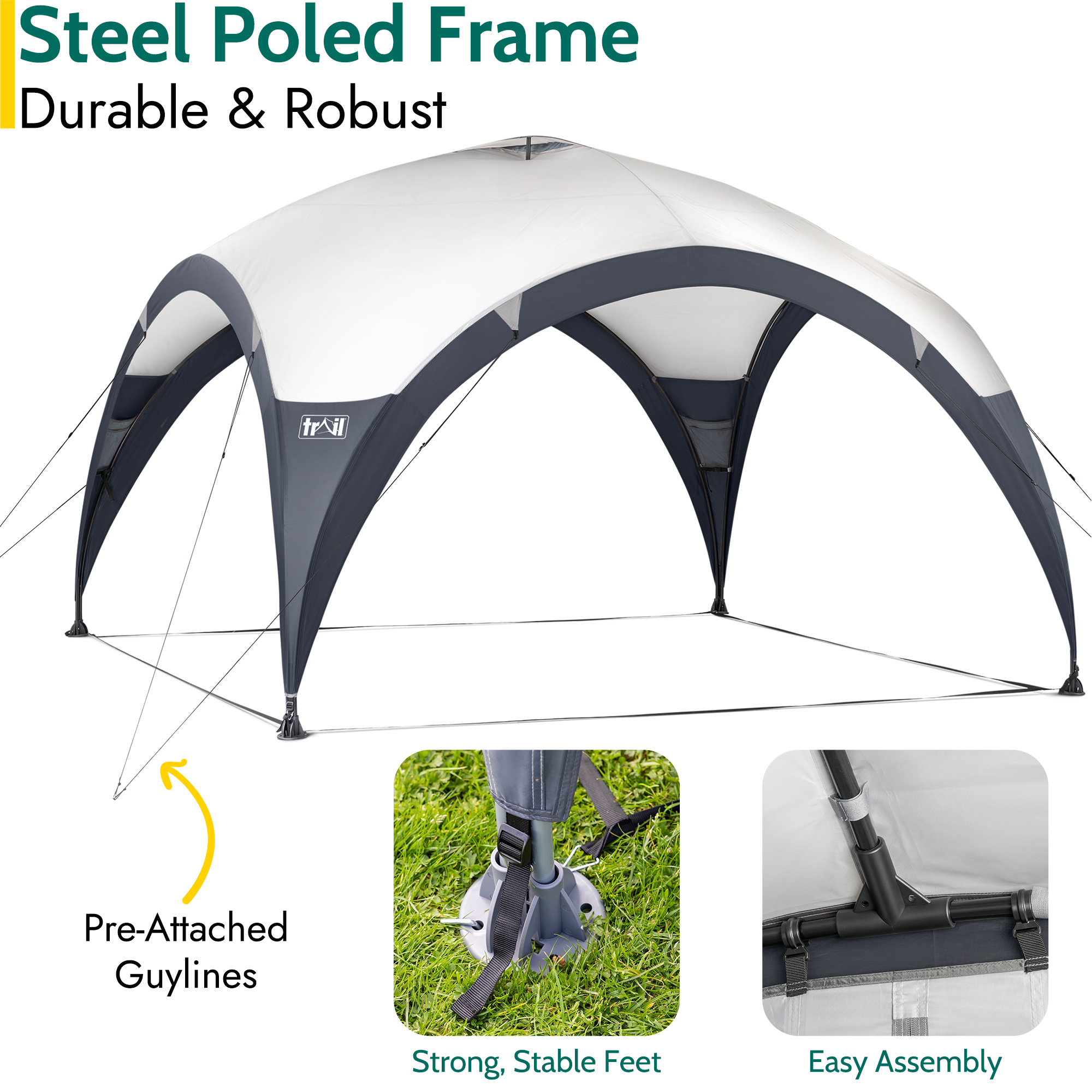 Metal Frame Gazebo Dome Garden Camping Shelter UV Waterproof L: 3.5m / XL: 4.5m - Picture 12 of 21