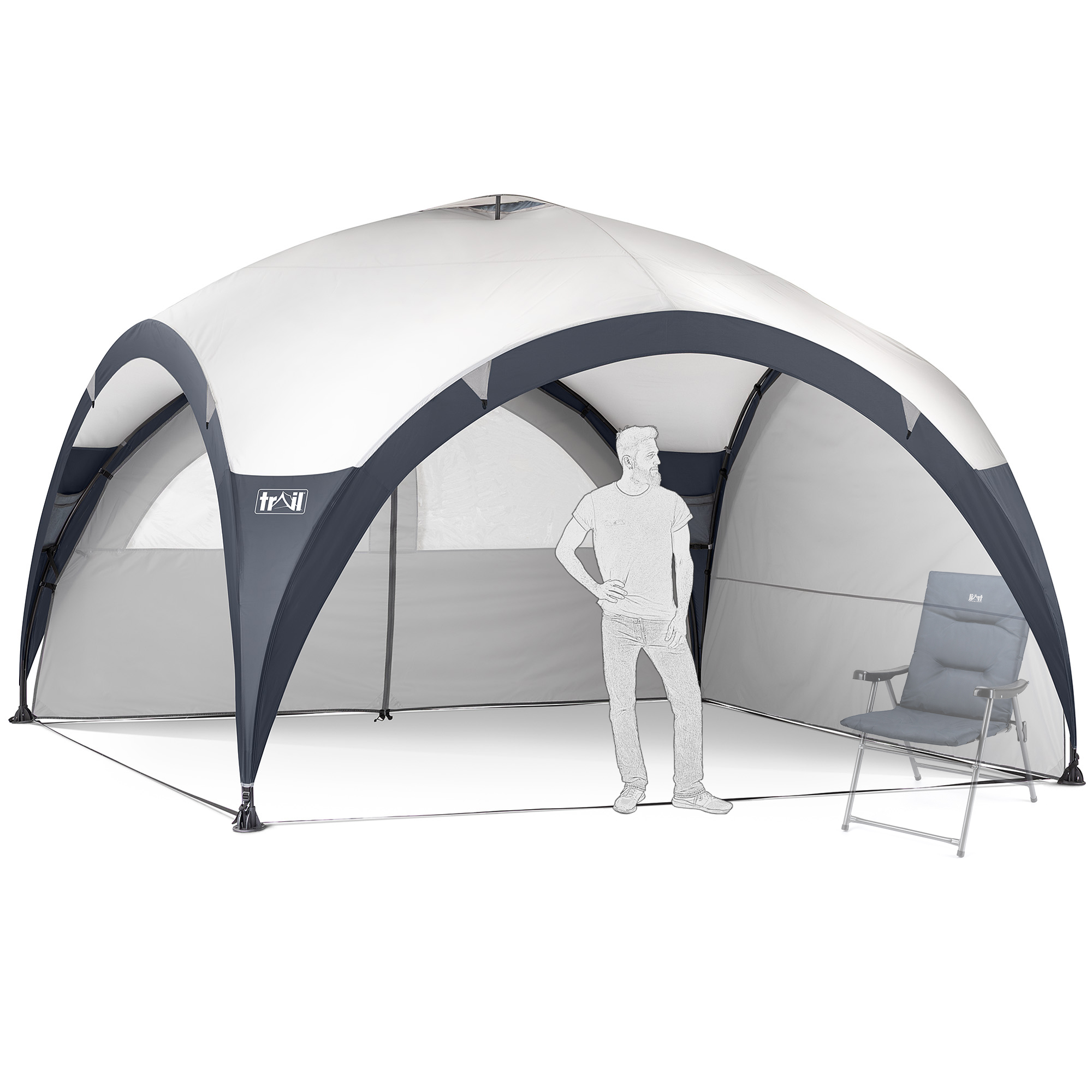 Metal Frame Gazebo Dome Garden Camping Shelter UV Waterproof L: 3.5m / XL: 4.5m - Picture 15 of 21