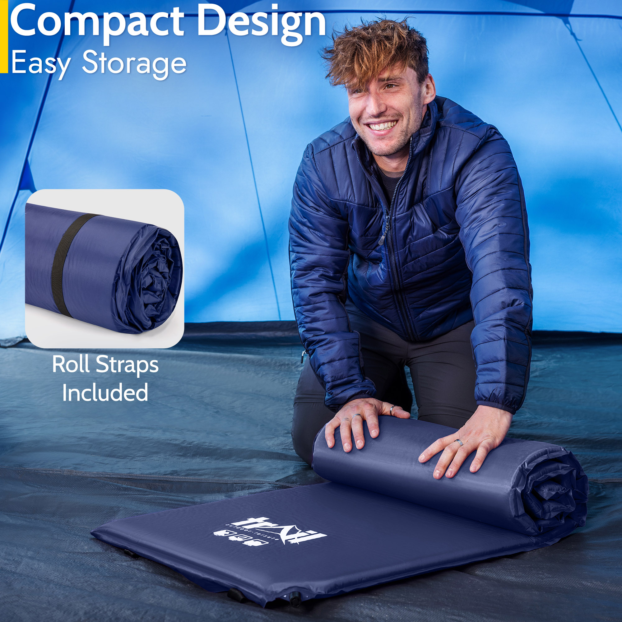 Extra Wide Self Inflating Sleeping Mat Foam Camping Mattress 186cm x 65cm x 10cm - Picture 19 of 28