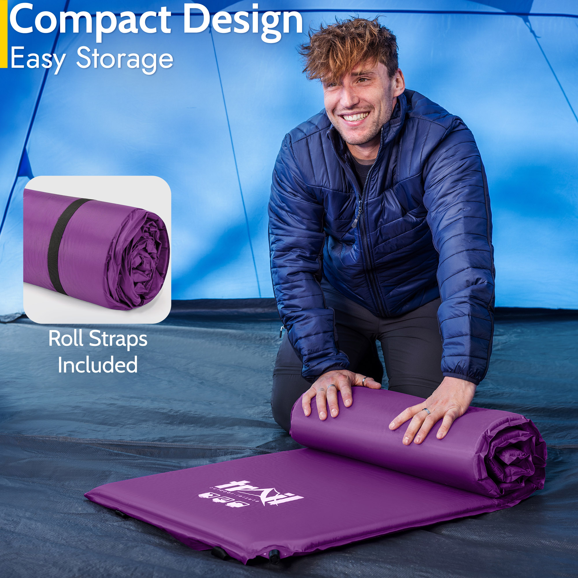 Extra Wide Self Inflating Sleeping Mat Foam Camping Mattress 186cm x 65cm x 10cm - Picture 26 of 28