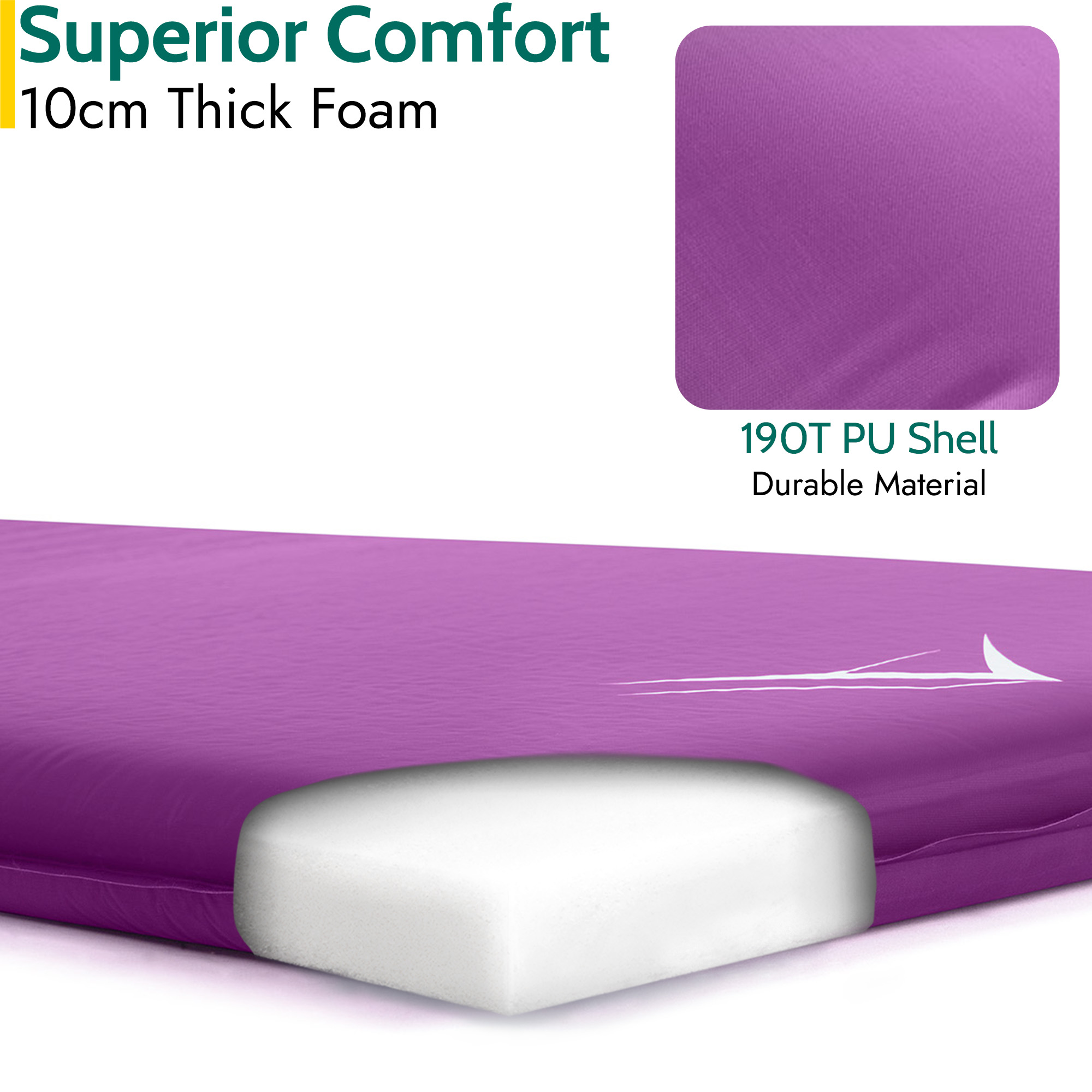 Extra Wide Self Inflating Sleeping Mat Foam Camping Mattress 186cm x 65cm x 10cm - Picture 27 of 28